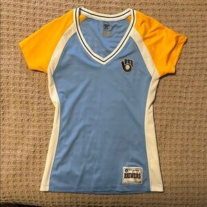 Majestic Women’s Brewers Blue and White Jersey Top